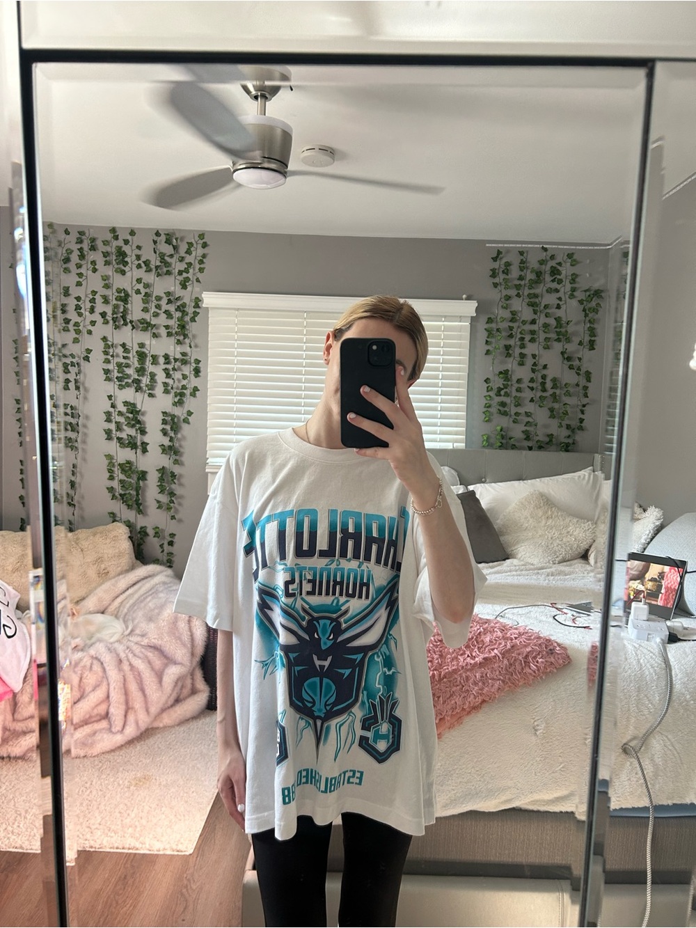 NBA White Graphic Tee with Teal and Black Accents